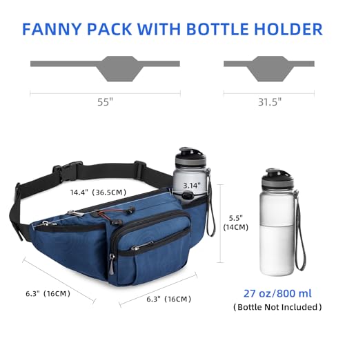 NOOLA Fanny Pack with Water Bottle Holder, Hiking Waist Bag for Men Women - color: Blue