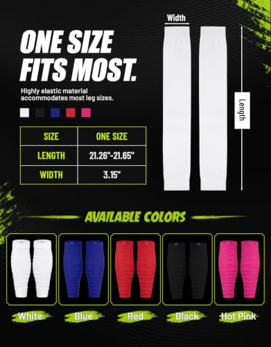 Football Leg Sleeves Scrunch Style Calf Compression Sleeve Men One Size - color: White