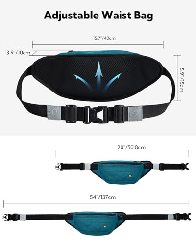 WATERFLY Fanny Pack Waist Bag: Large Crossbody Fannie Bum Belt Bag Hip Phanny Pack for Men Women Outdoor Sport Hiking Traveling Walking - color: Teal blue