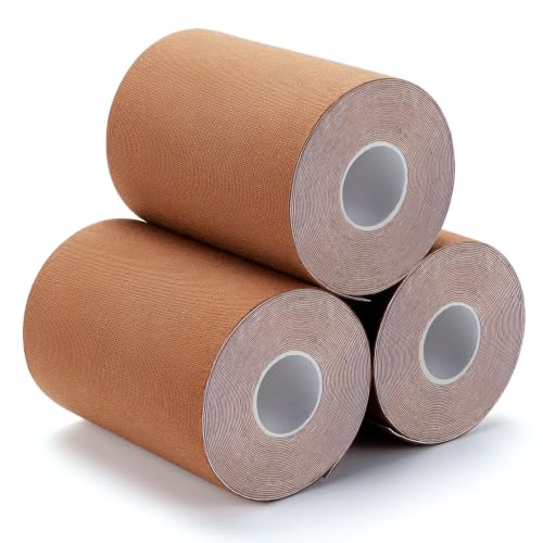 3 Pack Kinesiology Tapes, 4in x 5.5yd Sports Tape for Athletes - color: Dark Tan - 4in