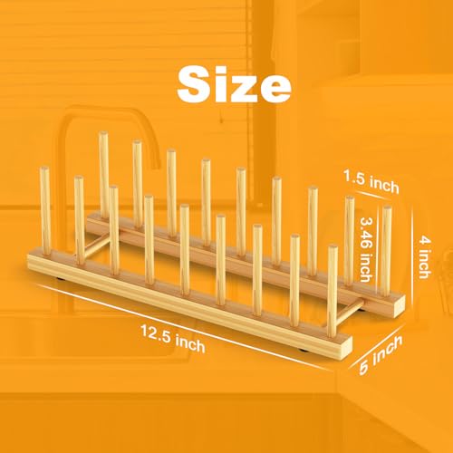 Bamboo Dish Drying Rack for Kitchen Organizer-Sturdy Plate Rack Organizer with Natural Bamboo,Dish Rack Holds Plates, Bowls, Cups & Cutting Boards-Dish Drying Rack for Countertop & Cabinets