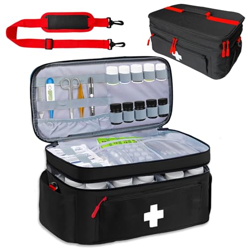 2-Layer First Aid Bag Empty 15¾"H x 9½"W x 7" H Black - color: Black