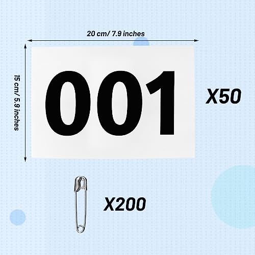Running Bibs Race Competitor Numbers Waterproof Runners Race Numbers with Safety Pins for Marathon Races Events 5.9" x 7.9" - style: Number 301-400
