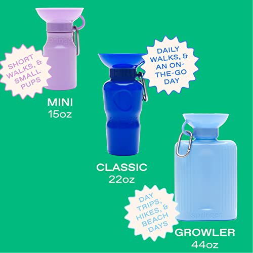 Springland 15oz Classic Portable Dog Water Bottle with Built-in Bowl, Blue - color: Sky Blue, size: 15oz Mini