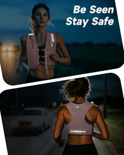 MOKURA Running Vest for Women Men with 500ML Soft Flask & Phone Holder - color: Pink, size: Large