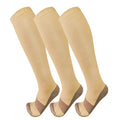 FuelMeFoot 3 Pack Copper Compression Socks - Compression Socks Women & Men Circulation - Best for Medical,Running,Athletic - color: 02 Nude, size: Large-X-Large