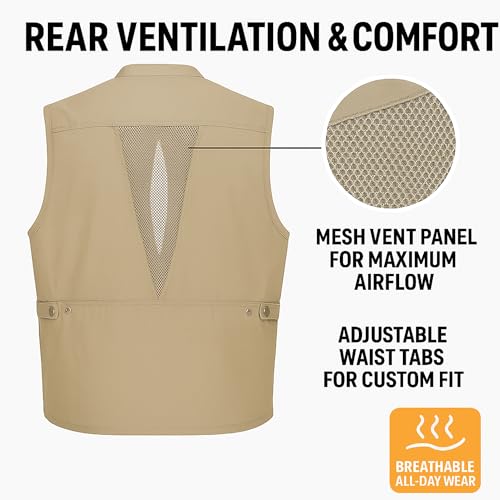 Humvee Utility Vest with 21 Pockets -Travel, Safari, Hunting, Camping, 100% Cotton, Tactical Jacket for Men & Women - color: Khaki, size: X-Large