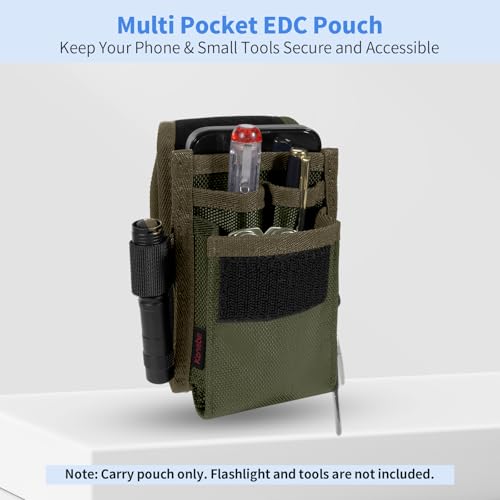 KENOBE Belt EDC Pouch, 5-Pocket Cell Phone/Tool Holder, Army Green - color: Army Green