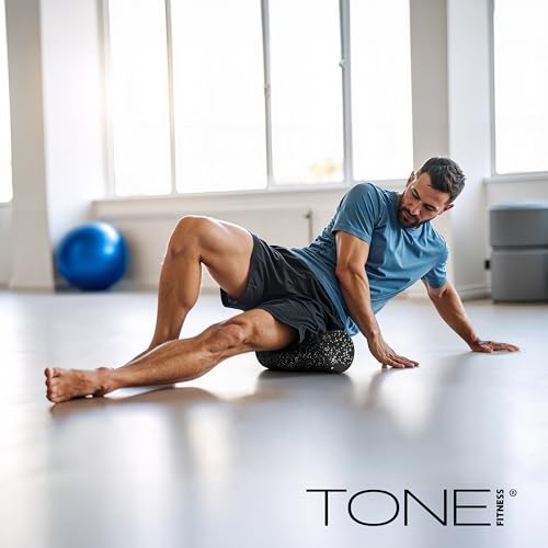 TONE Fitness Firm High-Density Foam Roller for Exercise, Massage & Recovery - color: Black/White Speckled, size: 36 Inch