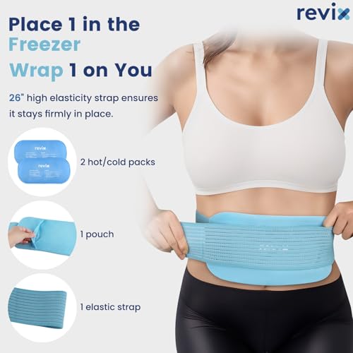 REVIX Ice Pack for Injuries Reusable, 2-Pack Hot & Cold Gel Wrap with Strap - color: Blue, size: Medium 10 x 5 Inch