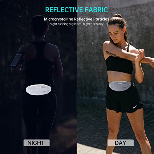 Long Keeper Running Reflective Belt Women Men Sport Walking Waist Pack Phone Holder Travelling Hiking Workout Gym Fanny Pack (Grey) - color: Grey
