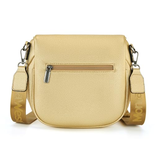 Montana West Crossbody Bag for Women, Vegan Leather Bum Bag with Coin Purse - color: Gold