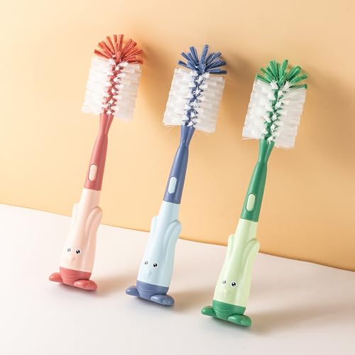 Silicone Baby Bottle Brush with Stand, Water Bottle Brush Cleaner Set - color: Green 2