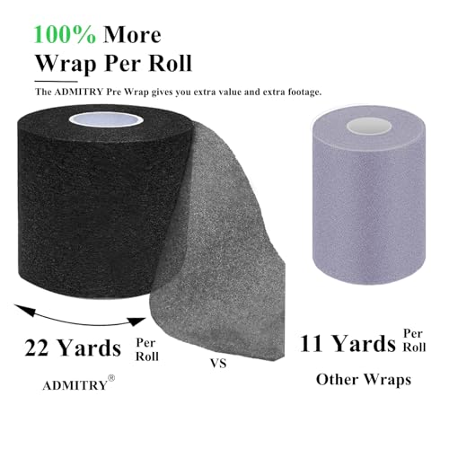 ADMITRY Pre Wrap Tape Athletic,3 Rolls X 22 Yards Black Prewrap - color: Pre Wrap Athletic Tape Black(foam)-3 Rolls