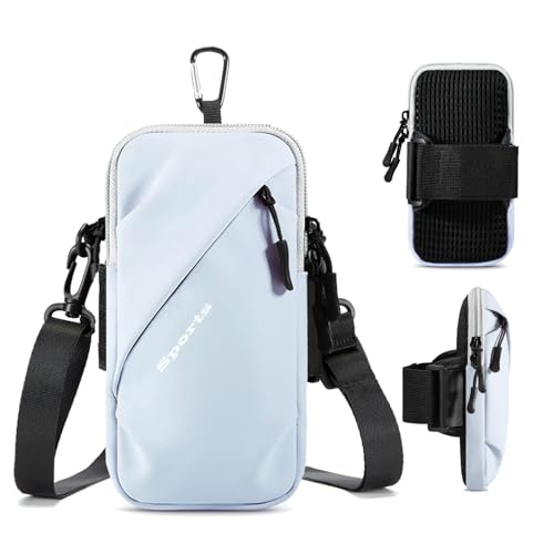 Phone Holder Arm Bands, Small Crossbody Shoulder Holsters Bag with Arm Band, Fits iPhone and All Cell Phones, Use for Running, Walking, Hiking & Biking (Plus Size Light Blue) - color: Light Blue