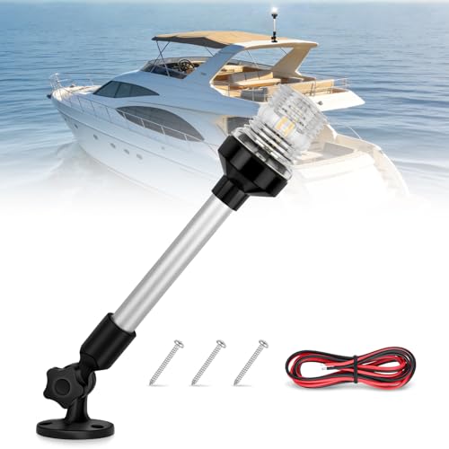 Nilight Marine Boat Stern Light 12" White Fold Down Anchor Lights - color: 12Inch Boat Stern Light