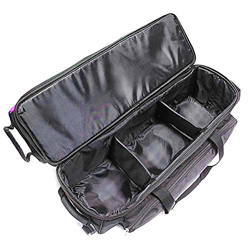 Pyramid Path Triple Tote Roller Plus Bowling Bag with Detachable Shoe Bag (Fits US Mens Size 15), Accessory and Side Pocket, Lightweight Travel Design - color: Black/Hot Pink