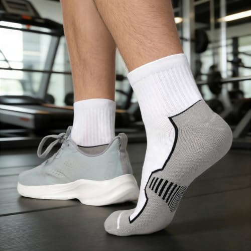 Men's Cushioned Ankle Socks, Athletic Running Gym Socks 6 Pairs - color: 6 Pairs White, size: 10-13