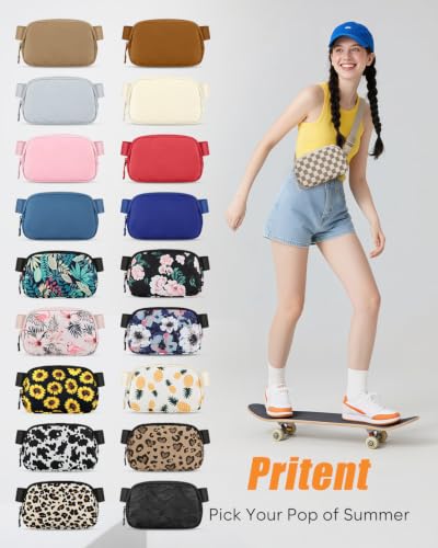 Pritent Fanny Packs for Women Crossbody Belt Bag With Zipper Back Pocket - color: Checkered Khaki, size: Large