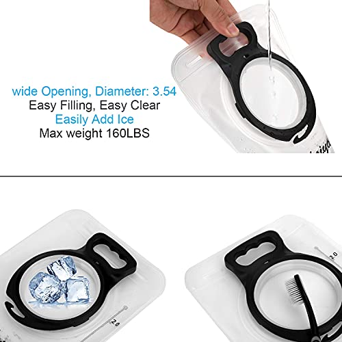 2 Pack Hydration Bladder 2L-3L with Cleaning Brush - Wide Opening, Leak Proof Water Reservoir for Hiking Cycling Running Camping Backpack - BPA Free - color: 2L-Blue+white