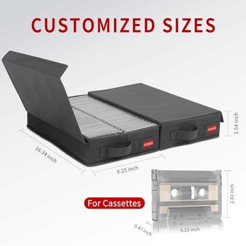 NUSWOR Cassette Tape Storage Box -Audio Cassette Holder 3Pack – Grey