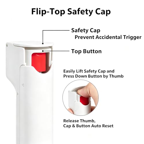 3-in-1 Pepper Spray Personal Safety Alarm, 12ft Anti Wind Blow Gel, UV Marking Dye, 140dB Siren 3 Strobe Lights, USB-C Rechargeable 2 Year Standby 90 Min Runtime, Replaceable Cartridge Legal Business - color: White