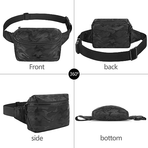 Fanny Pack Waist Belt Bag Fashion Fanny Women and Men Gift Waist Pack With Adjustable Strap For Travel Running 2L Camo Black - color: 2L Camo Black