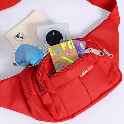Waist Pack Sports Fitness Travel Men Women (Red) - color: Red