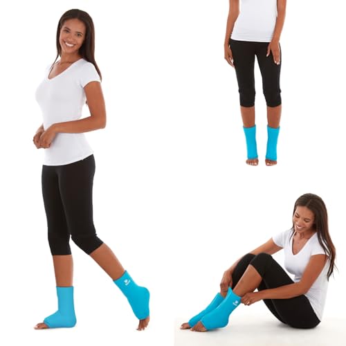 FOMI Hot Cold Ankle Foot Gel Ice Pack Wrap | 2 Pack | Premium Comfort 360 Degree Solid Gel Cooling Compression for Plantar Fasciitis, Heel Spurs, Achilles, Tendonitis, Sore Feet, Gout - color: Blue - 2 Pack