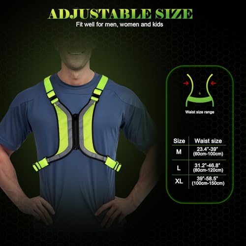 LED Reflective Vest, Light Up Running Vest, Rechargeable Reflective Running Gear for Walking Running Cycling at Night, Adjustable for Men Women - size: Large
