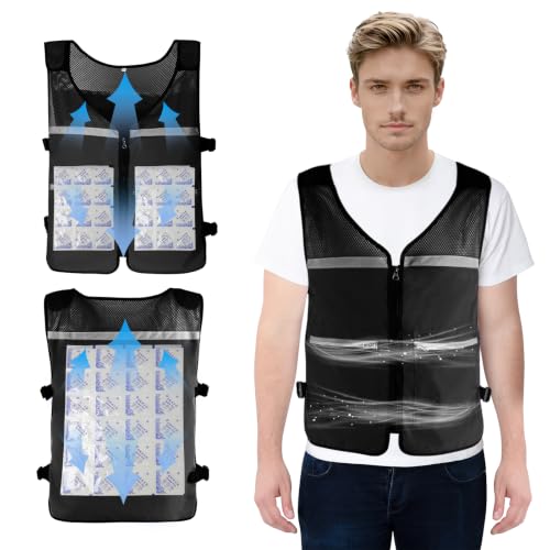 Cooling Vest for Men&Women with Pockets, Ice Pack Vest for Hot Weather - color: Black