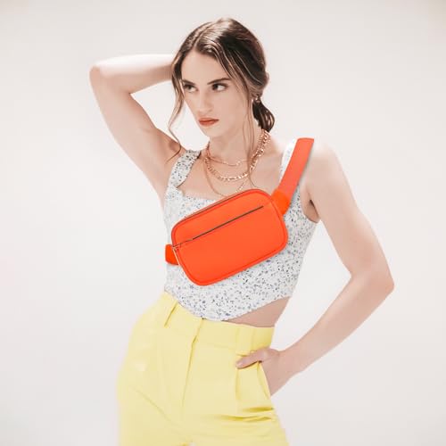 Fashion Fanny Bag-Waist Pack With Adjustable Belt Bag-Unisex Crossbody Pack For Travel Running Hiking-Orange - color: 3-Zipper Orange
