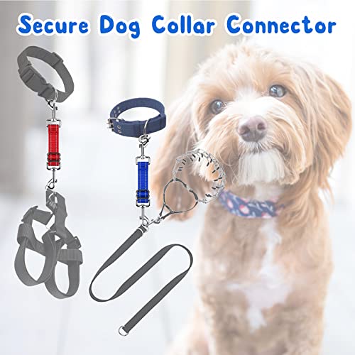 YUEPET Dog Safety Collar Clips 5 Pack Adjustable Prong Collar Backup Clip Reflective Double Ended Backup Clasp Leash Connector for Dog Harness to Collar Safety Clip - color: Grey+Blue+Red+Purple+Black