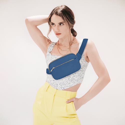 Fashion Fanny Bag-Waist Pack With Adjustable Belt Bag-Unisex Crossbody Pack For Travel Running Hiking-Blue - color: 3-Zipper Blue