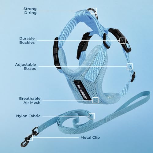 Voyager Escape-Proof Step-in Harness & Leash - Baby Blue, XS - color: Baby Blue, size: XS (Chest: 13 - 16")