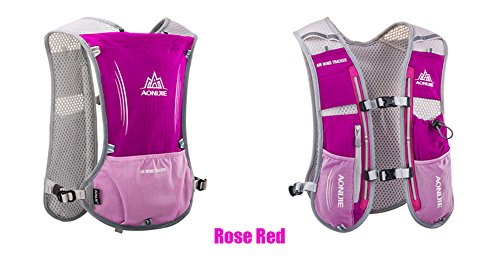 AONIJIE 5L Outdoor Sport Multifunctional Camping Backpack Cycling Running Climbing Hiking Hydration Vest Pack - color: Rose with 500ml Soft Flask