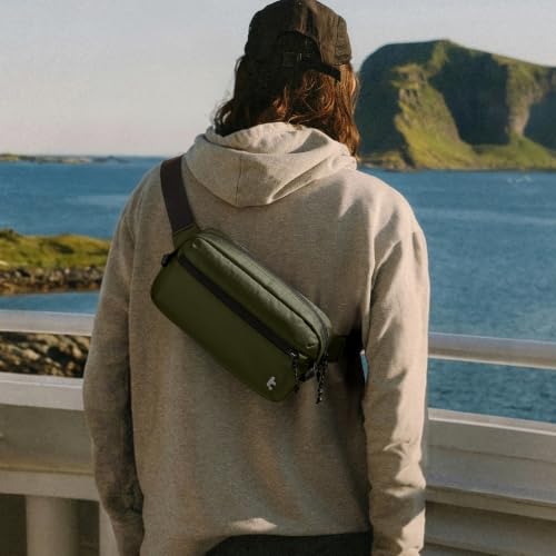 tomtoc 3.5L Sling Bag with RFID Blocking Crossbody Chest Pack for Men Women - color: Green, size: 3.5L