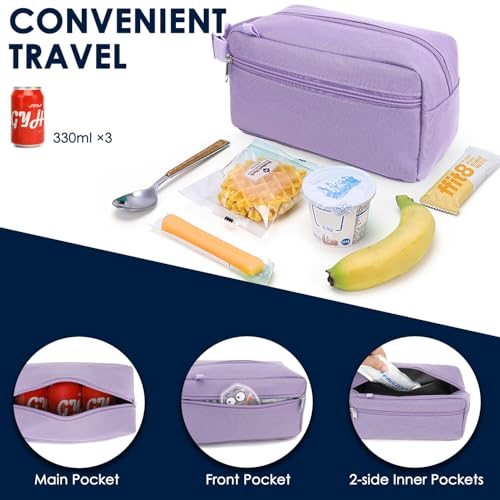 GYEUKHAM Freezable Lunch Bag,Reusable & Collapsible Mini Cooler for Adults,Insulated Lunch Box with Ice Packs,Freezable Snack Bag with Handle Buckle, On-the-Go,Purple - color: Purple+Ice pack