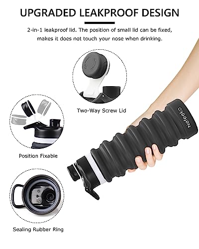 Nefeeko Collapsible Water Bottle, 26oz Silicone Foldable Water Bottles - color: Q