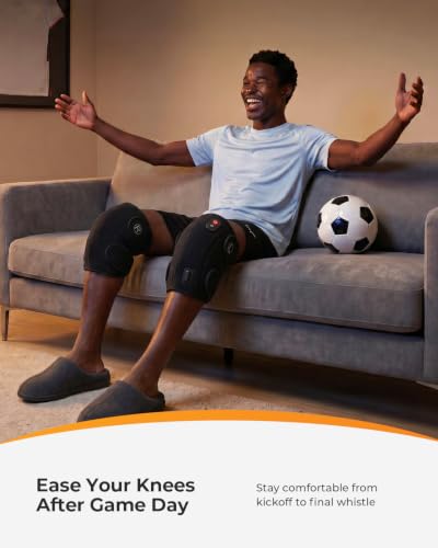 CooCoCo FSA Eligible Knee Massager with Heat, 4pcs 5''x9'' Cold Packs - color: Black