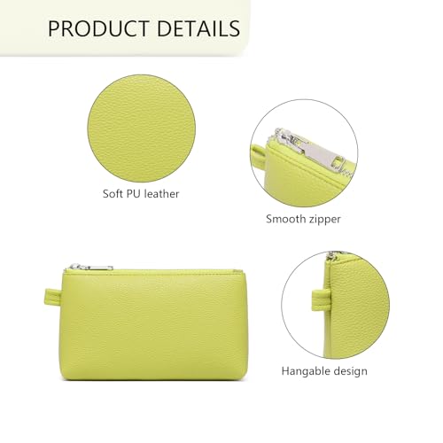Small Makeup Bag for Purse, Leather Cosmetic (Grass) - color: PU/Grass