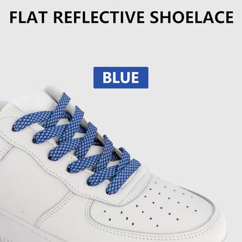 9mm Flat Reflective Shoe Laces for Hiking Running Sneakers - color: Blue, size: 47in/120cm