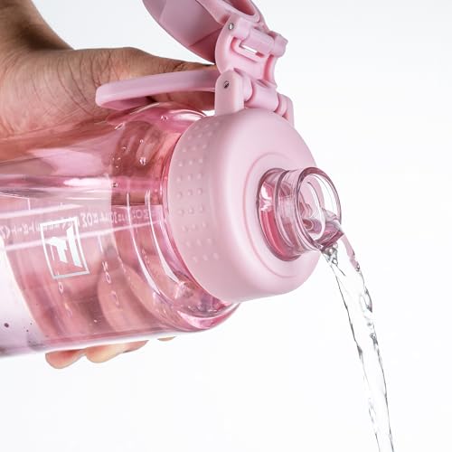 Fanhaw 32oz Clear Plastic Water Bottle with Fast-Flow Lid, Cherry Blossom - color: Cherry Blossom