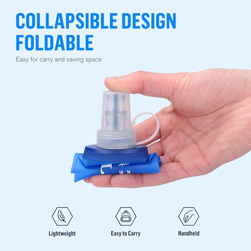 UTOBEST Soft Flask 500ml Collapsible Running Water Bottles - color: Blue-250ml*2