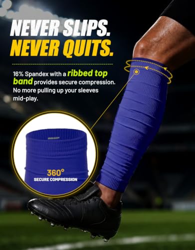 Football Leg Sleeves Scrunch Style Calf Compression Sleeve Men One Size - color: Blue