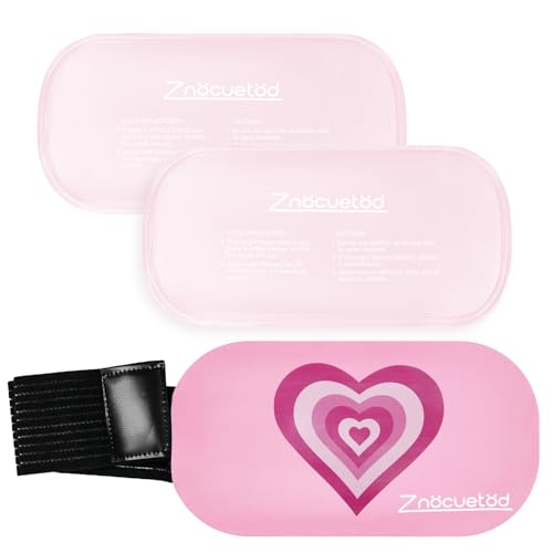 Gel Ice Packs for Injuries Reusable 2 Packs Hot Cold Gel Wrap with Strap - color: Pink-2 Pack-large