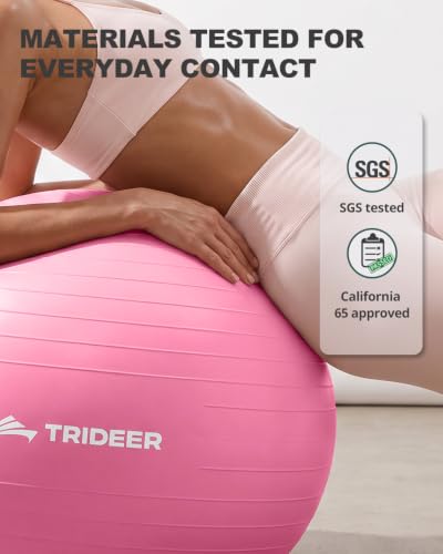 Trideer Yoga Ball for Exercise, Pregnancy, Exercise Ball, Pump Included - color: Pink, size: L(23-26ines/58-65cm)