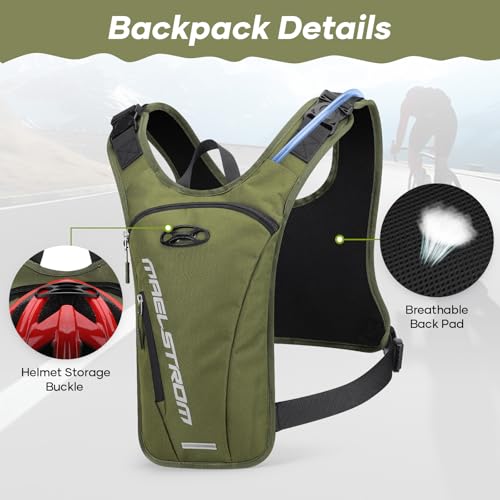 Maelstrom Hydration Running Vest with 2L Water Bladder for Men Women - color: Army Green