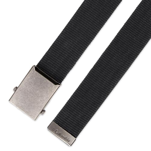 Columbia Men's Military Plaque Buckle Fabric Belt- One Size 42" Length - Everyday and Outdoor Wear - color: Black Cotton Strap