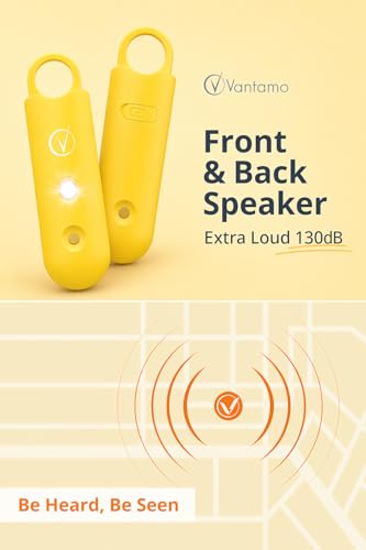 Vantamo Personal Alarm for Self Defense with Low Battery Notice, Strobe Light & Extra Loud 130 dB Double Speakers Safety Keychain Set for Women, Rechargeable Panic Button for Womens Self Defense - color: Citrine